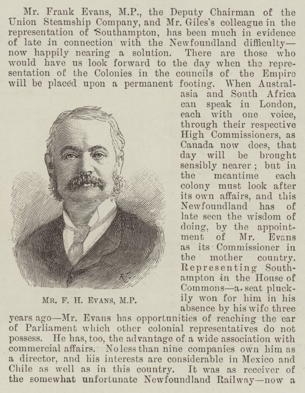 Sr. F H Evans, deputado (gravura) de English School