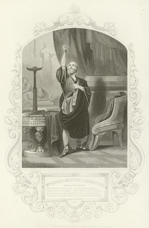 Sr. George Bennett como Apemantus, graça de Apemantus, Timon de Atenas, ato I, cena ii de English School