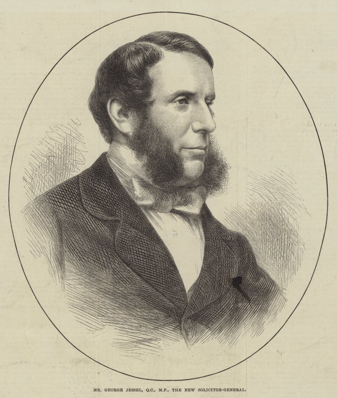 Sr. George Jessel, QC, MP, o Novo Solicitor-Geral (gravura) de English School