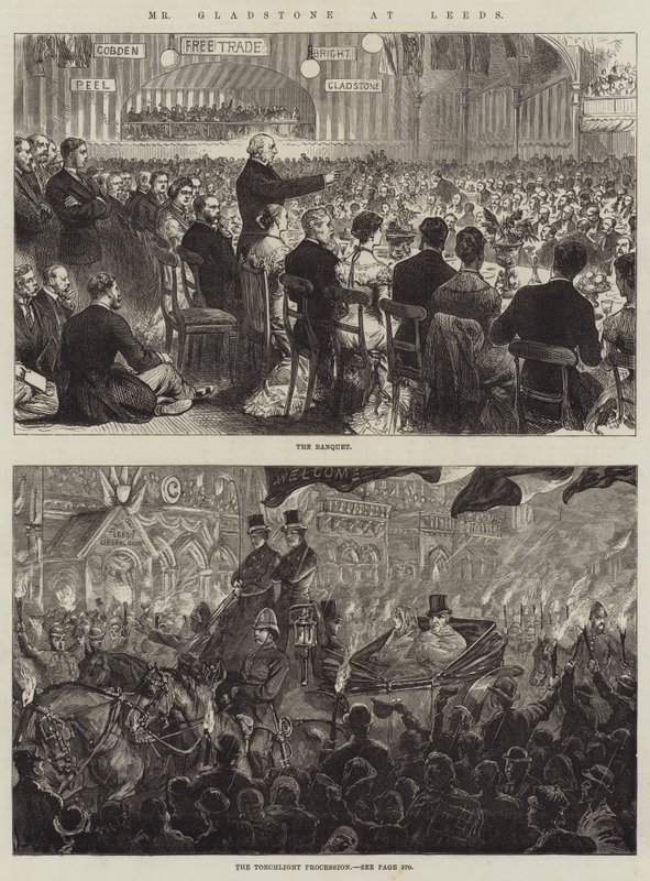 Sr. Gladstone em Leeds (gravura) de English School