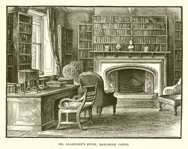 Mr. Gladstones Study, Castelo de Hawarden de English School