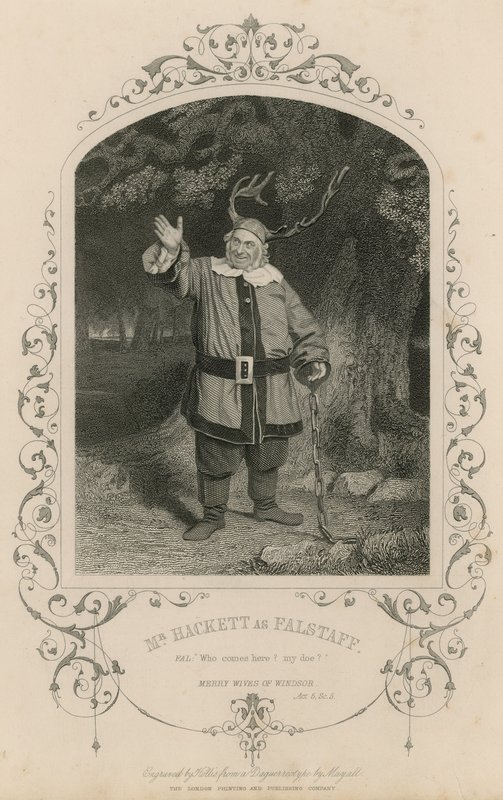 Sr. Hackett como Falstaff em The Merry Wives of Windsor de English School