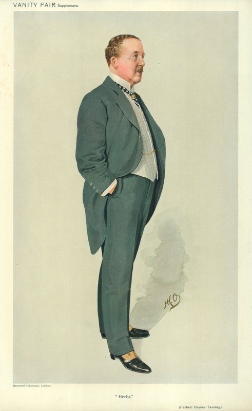 Mr Herbert Hayes Twining, Herbs, 17 de fevereiro de 1910, desenho animado da Vanity Fair de English School
