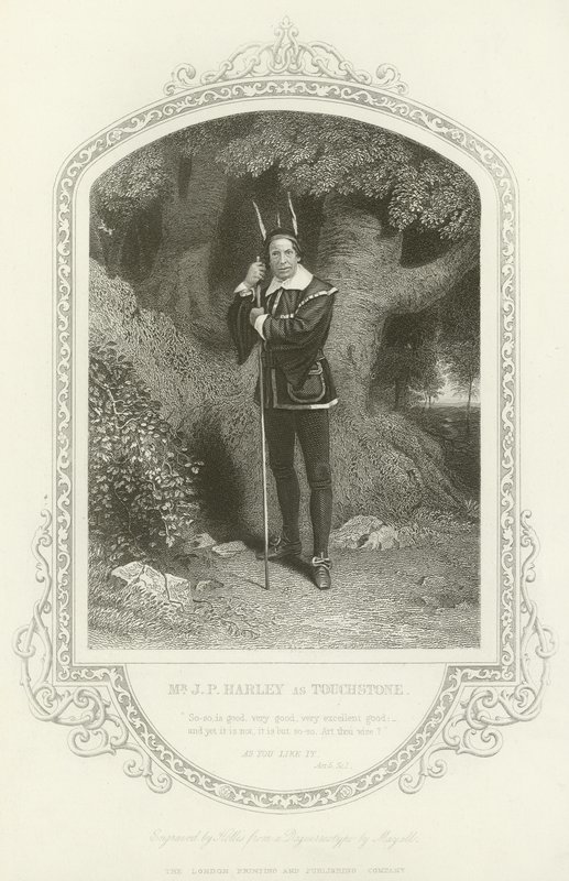 Sr. JP Hartley como Touchstone, como você gosta, ato V, cena i de English School