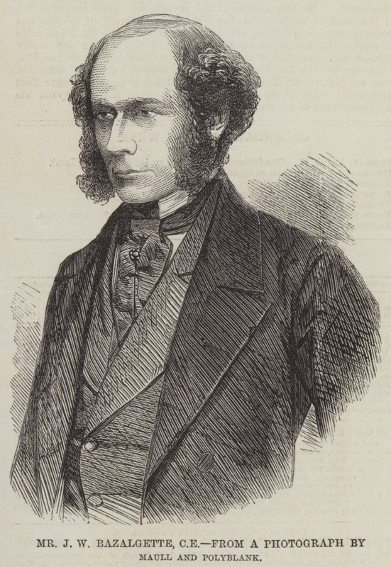 Sr. J W Bazalgette, CE (gravura) de English School