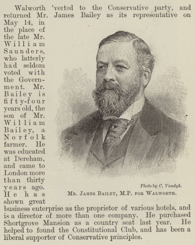 Sr. James Bailey, deputado pela Walworth (gravura) de English School