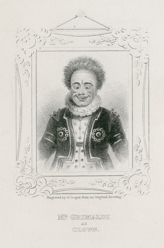 Mr Joseph Grimaldi como palhaço de English School