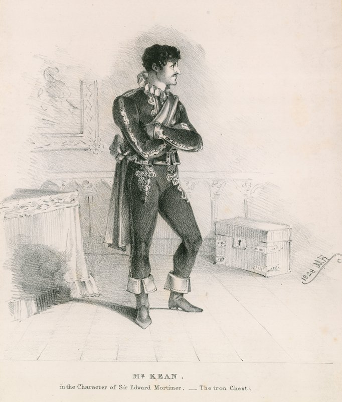 Sr. Kean no personagem de Sir Edward Mortimer em The Iron Chest de English School