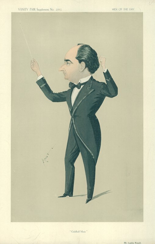 Sr. Landon Ronald, Guildhall Music, 13 de dezembro de 1913, desenho da Vanity Fair de English School