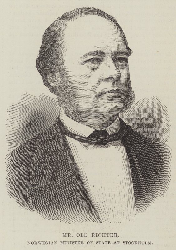 Sr. Ole Richter, Ministro de Estado norueguês em Estocolmo (gravura) de English School