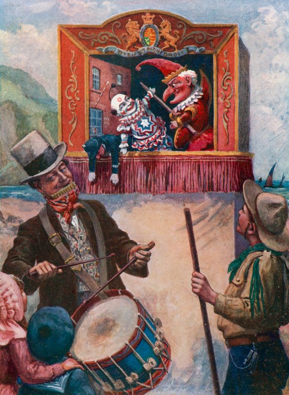 Sr. Punch à beira-mar (cor litho) de English School