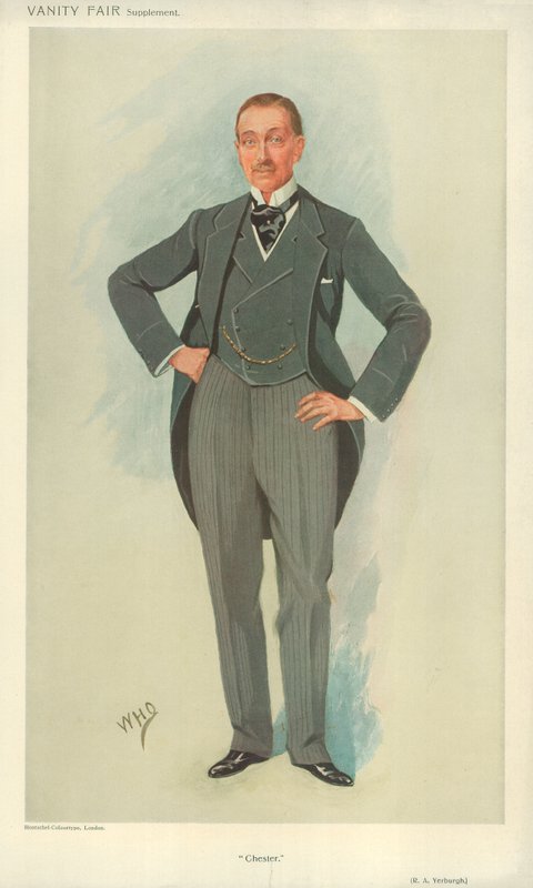 Sr. Robert Armstrong Yerburgh, Chester, 28 de abril de 1910, desenho animado da Vanity Fair de English School