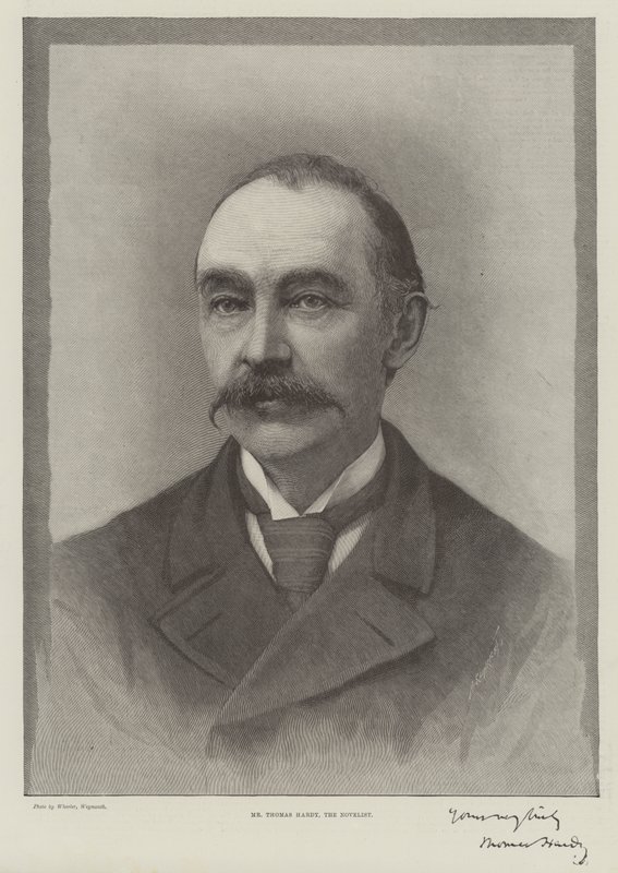 Sr. Thomas Hardy, o Novelista (gravura) de English School