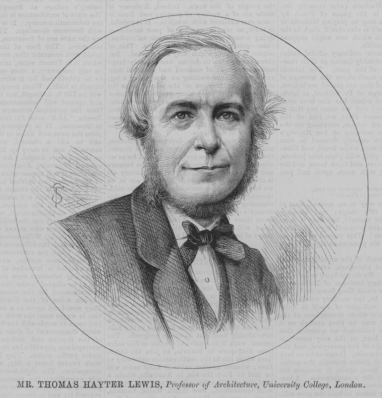 Sr. Thomas Hayter Lewis, Professor de Arquitetura, University College, Londres (gravura) de English School