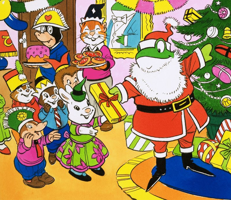 Sr. Sapo dando presentes de Natal de English School