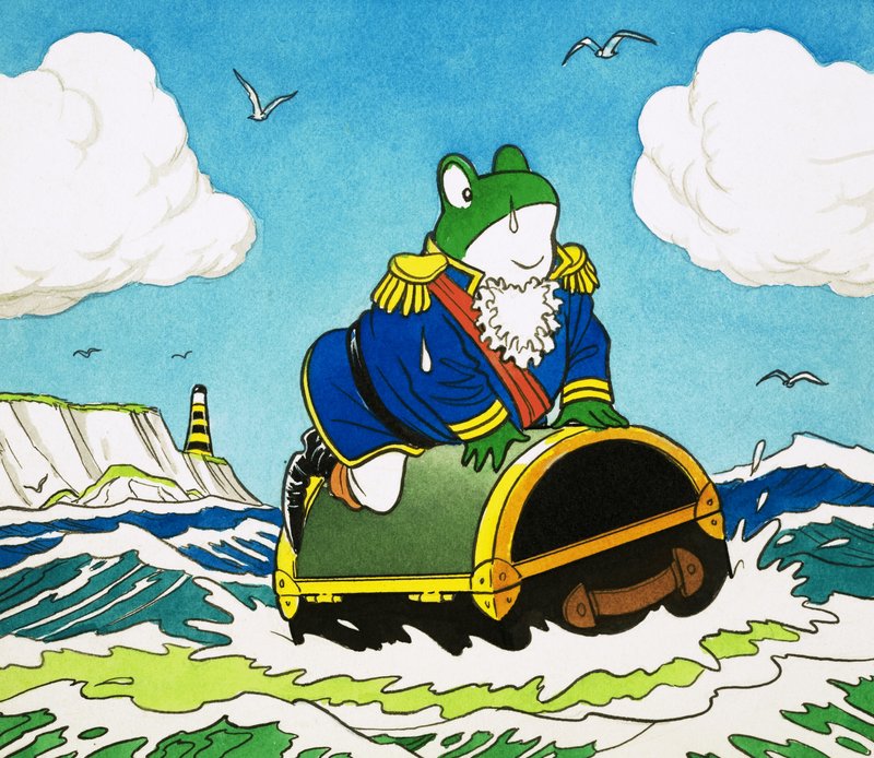 Sr. Sapo em um tronco no mar de English School