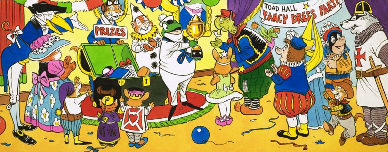 Sr. Sapo apresentando prêmios em uma festa a fantasia de English School