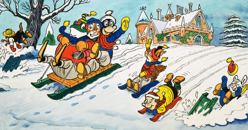Mr Toad tobogganing de English School