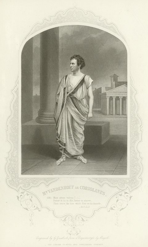 Sr. Vandenhoff como Coriolano, Coriolano, Ato II, Cena III de English School