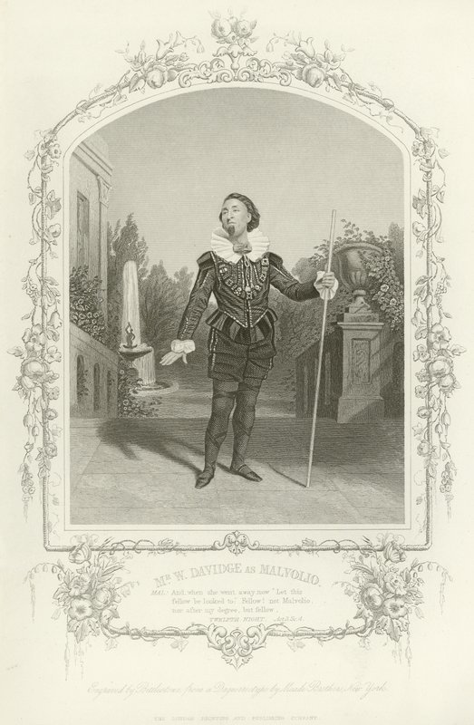 Sr. W Davidge como Malvolio, décima segunda noite, ato III, cena iv de English School