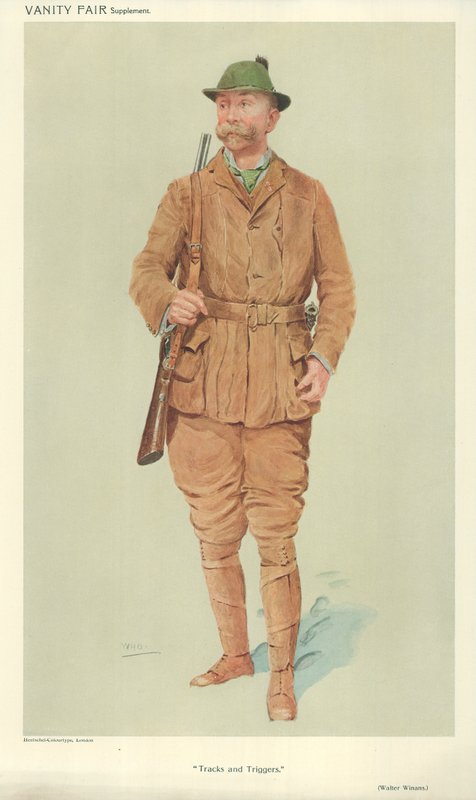 Sr. Walter Winans, Tracks and triggers, 9 de junho de 1909, cartoon da Vanity Fair de English School