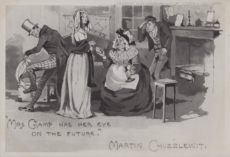 Sra. Gamp, Martin Chuzzlewit (foto a p/b) de English School