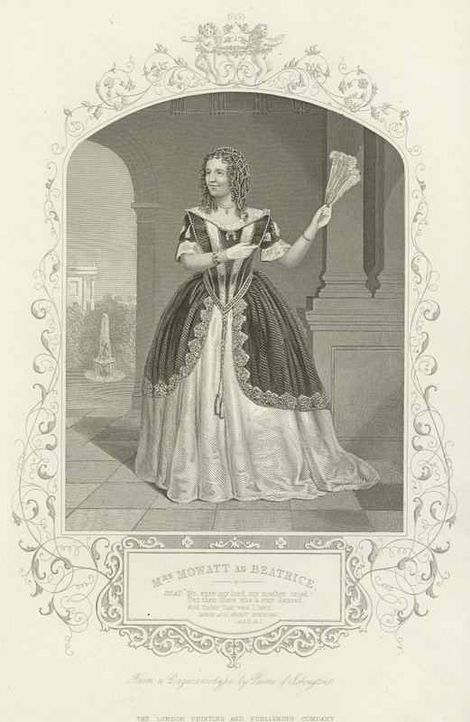 Sra. Mowatt como Beatrice, muito barulho por nada, ato II, cena i de English School