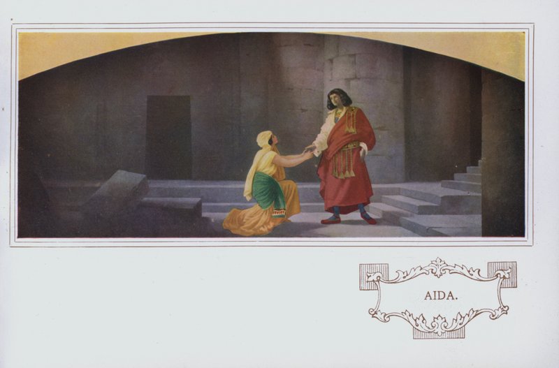 Murais no restaurante Peter Robinson: Aida (litografia a cores) de English School