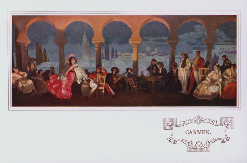 Murais no restaurante Peter Robinson: Carmen (litografia a cores) de English School