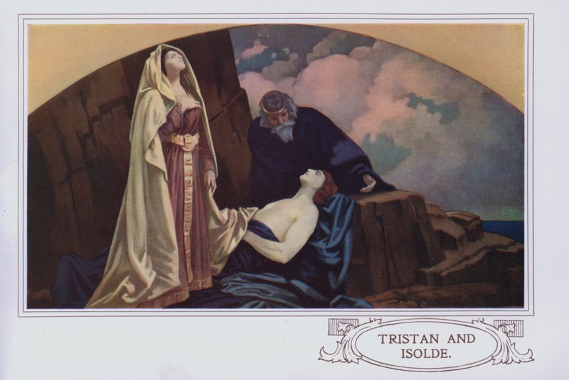 Murais no restaurante Peter Robinson: Tristão e Isolda (cor litho) de English School