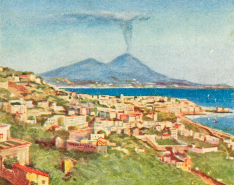 Nápoles, a cidade e a baía (litografia a cores) de English School