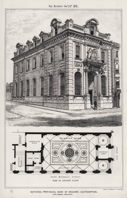 National Provincial Bank of England, Southampton (gravura) de English School