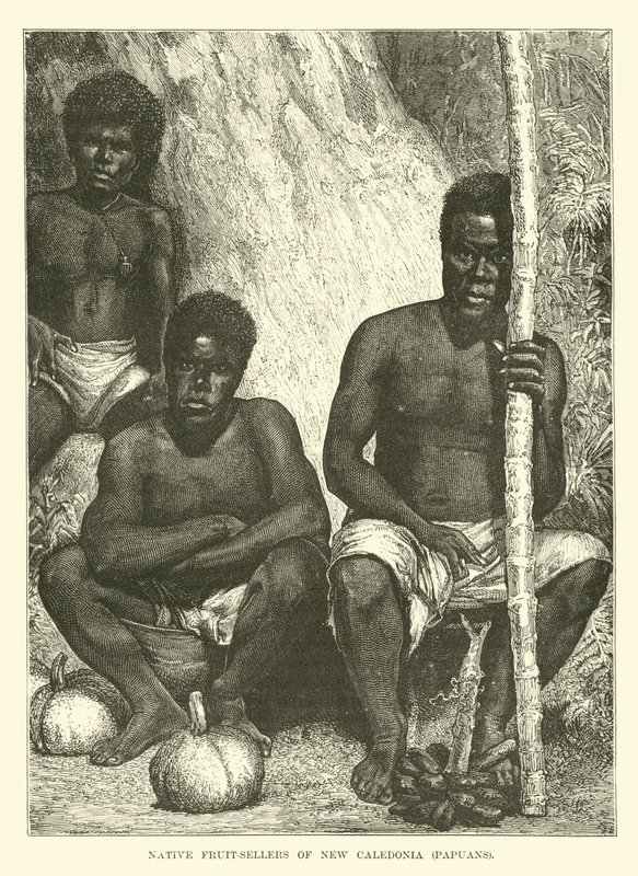 Vendedores de frutas nativas da Nova Caledônia, Papuanos de English School