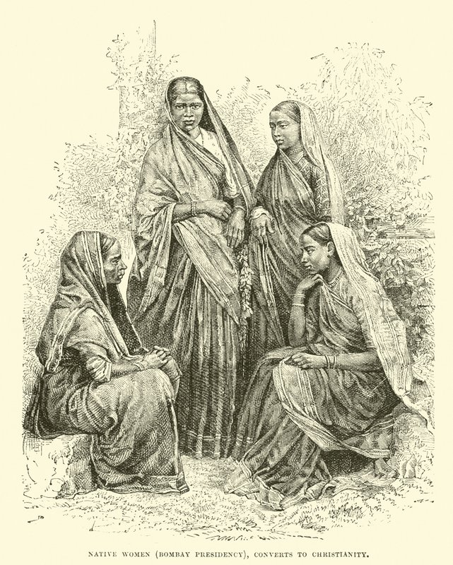 Mulheres nativas (presidência de Bombaim) se convertem ao cristianismo de English School