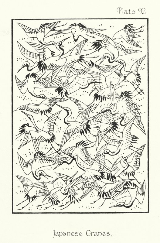 Natureza em ornamento: Grous japoneses (litografia) de English School