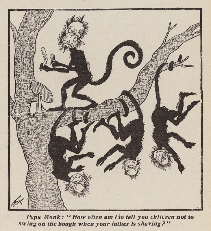 Macacos travessos (litografia) de English School