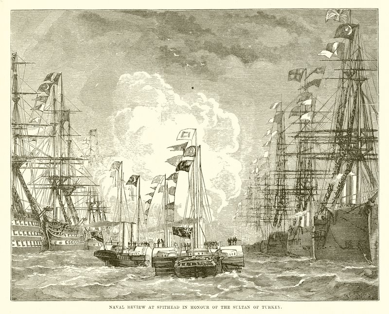 Revisão naval em Spithead em honra do sultão da Turquia de English School