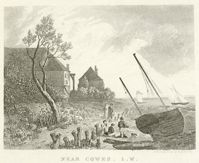 Perto de Cowes, Isle of Wight (gravura) de English School