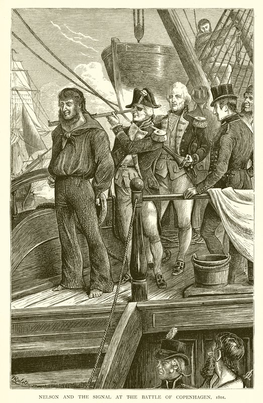 Nelson e o sinal na batalha de Copenhague, 1801 de English School
