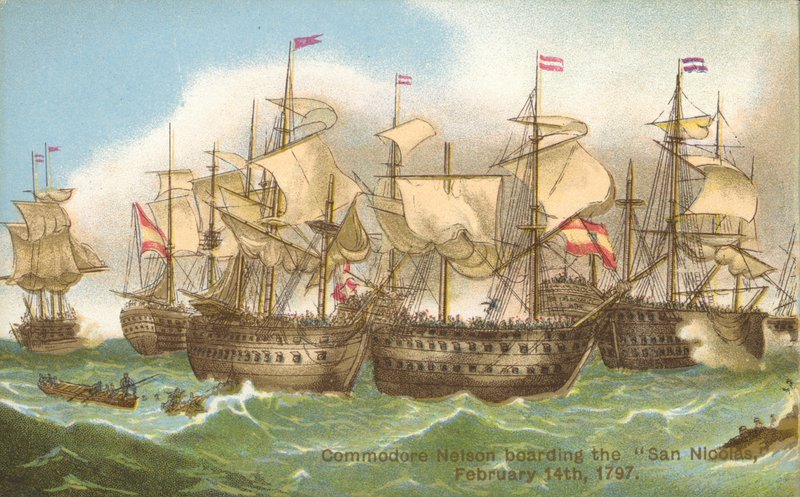 Nelson embarcando no San Nicolas de English School