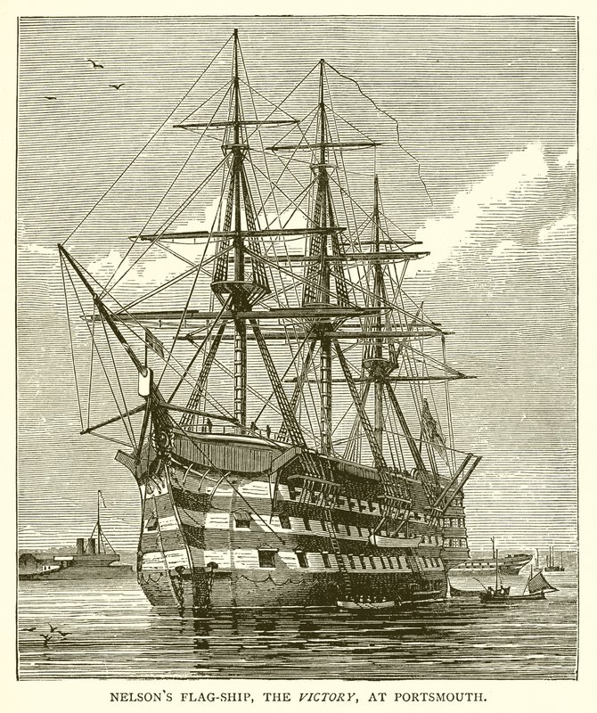Nelsons Flag-Ship, a vitória, em Portsmouth de English School