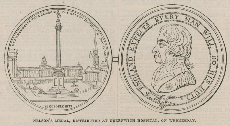 Medalha de Nelsons, distribuída no Greenwich Hospital de English School