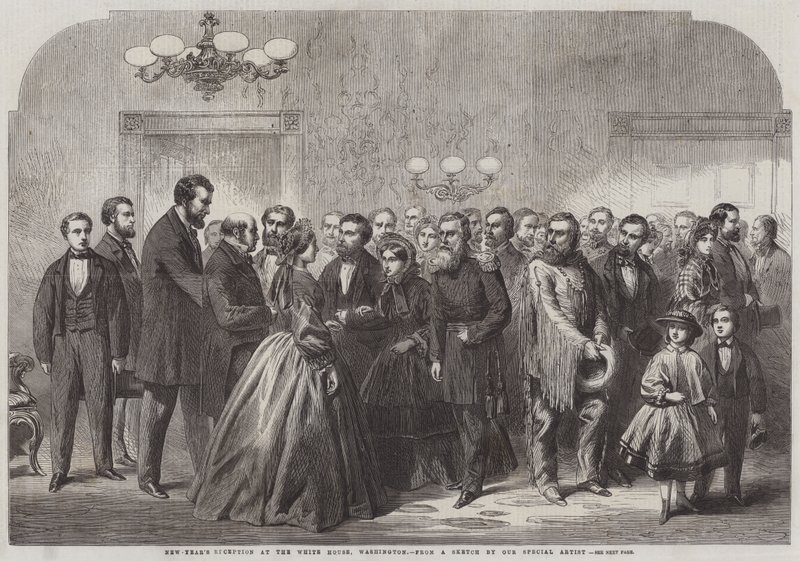 Recepção de Ano Novo na Casa Branca, Washington (gravura) de English School
