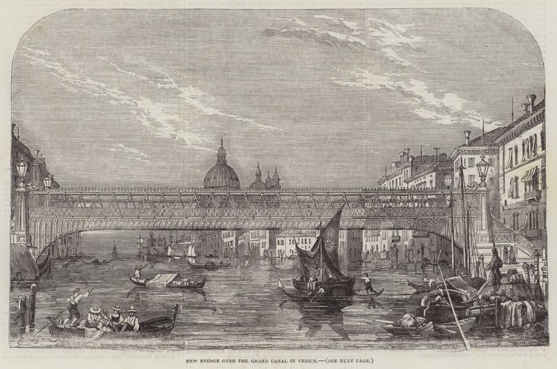 Nova Ponte sobre o Grande Canal em Veneza (gravura) de English School