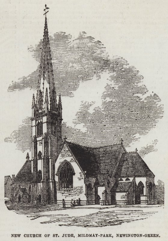 Nova Igreja de São Judas, Mildmay-Park, Newington-Green (gravura) de English School