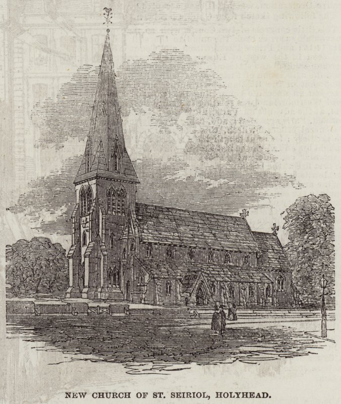 Nova Igreja de St Seiriol, Holyhead (gravura) de English School