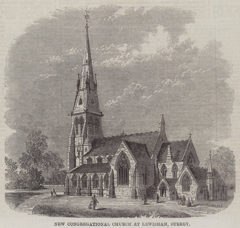 Nova Igreja Congregacional em Lewisham, Surrey (gravura) de English School