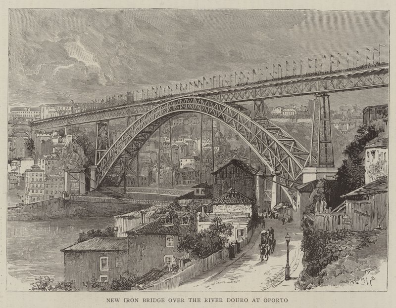 Nova ponte de ferro sobre o rio Douro no Porto de English School