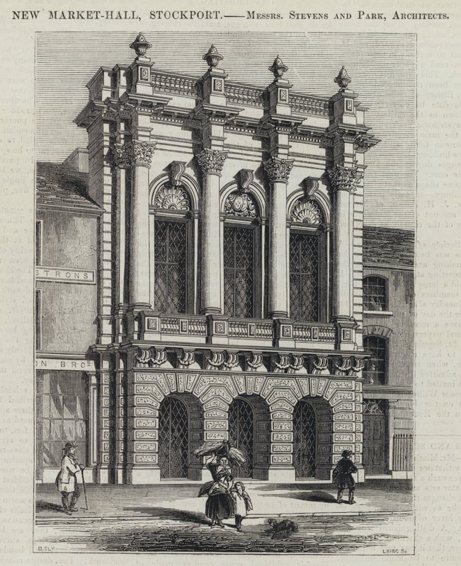 New Market-Hall, Stockport (gravura) de English School