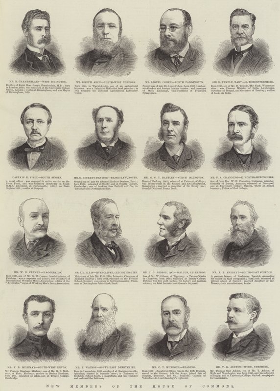 Novos membros da Câmara dos Comuns (gravura) de English School